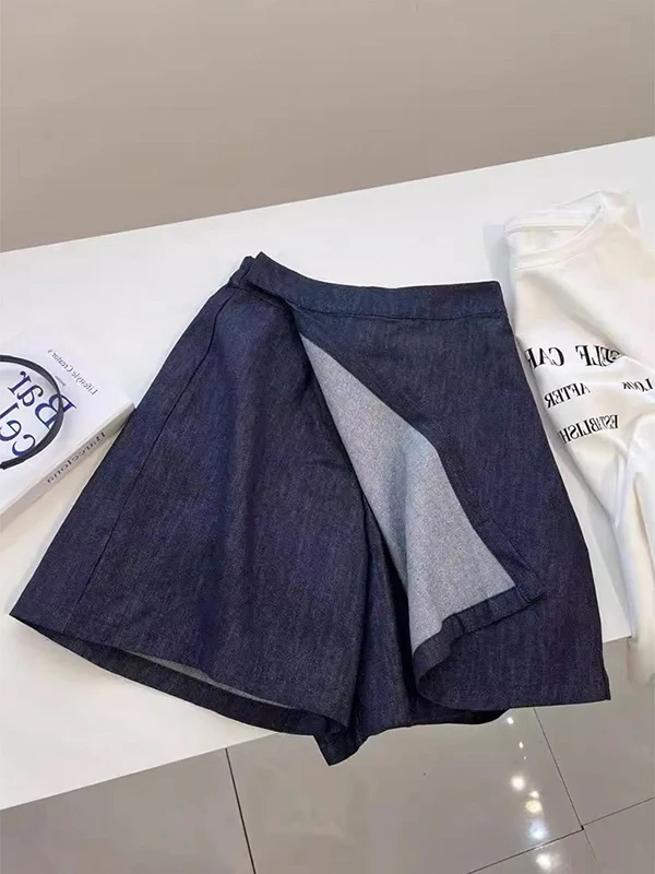 

High Waist Wide Leg Jeans Women's Summer 2026 New Loose Slimming Outerwear Shorts Skirt Pants Commute Style Pure Color Casual