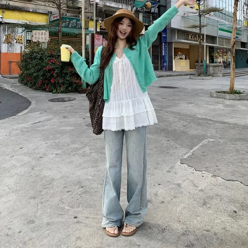 Sleeveless Lace Patchwork Korean Vest Summer Solid Loose All-match Youth Fashion T Shirt Tops Sweet Elegant Trend Women Clothing