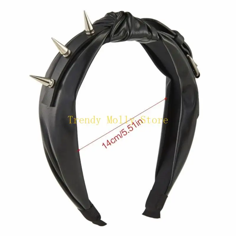 N5KB BONT BONT BONT BONT BONT สำหรับผู้หญิง PU หนังแถบคาดศีรษะที่มีแถบคาดศีรษะแบบกอธิค Tiaras