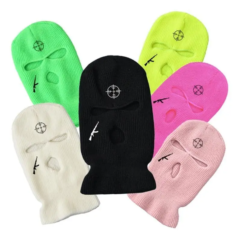 39BD 6 Unique Knitted Full Face Cover Ski Neck Balaclava Face Mask Warm for Men Women