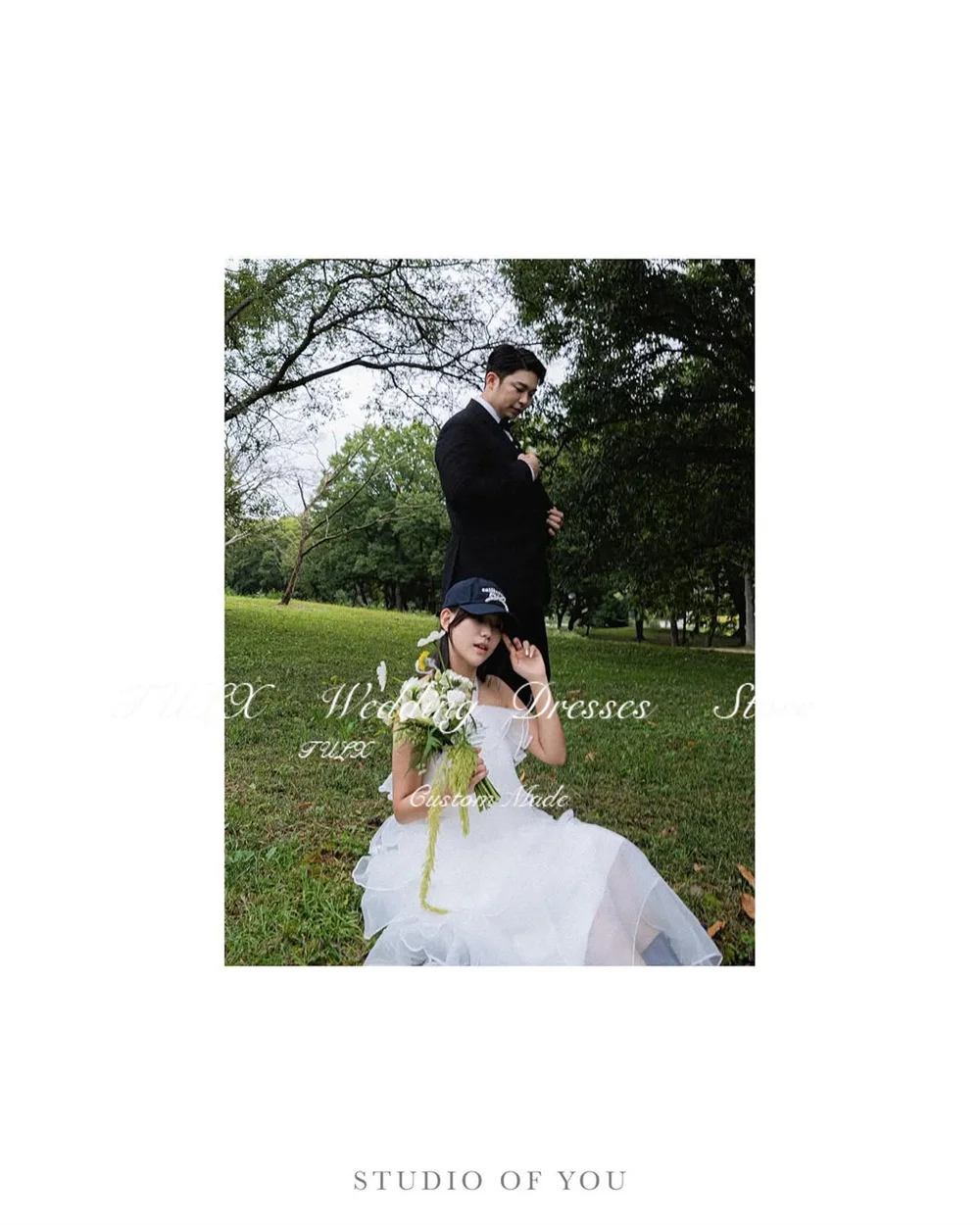 تولكس أنيقة الأورجانزا الرسن فساتين الزفاف كوريا تبادل لاطلاق النار الصورة ألف خط طويل المتدرج زي العرائس مشد مخصص ستنسخدريس 2026 #3