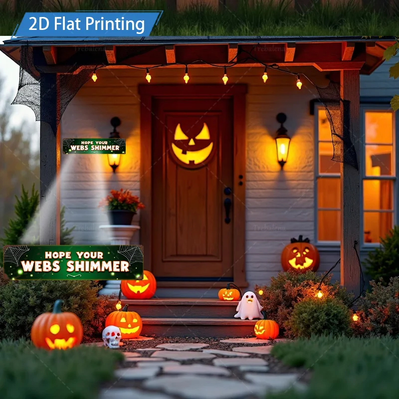 1 قطعة علامة معدنية، علامة طباعة مسطحة للهالوين مقاس 4 × 16 بوصة: "أمل شبكاتك لامعة" للديكور الاحتفالي #2