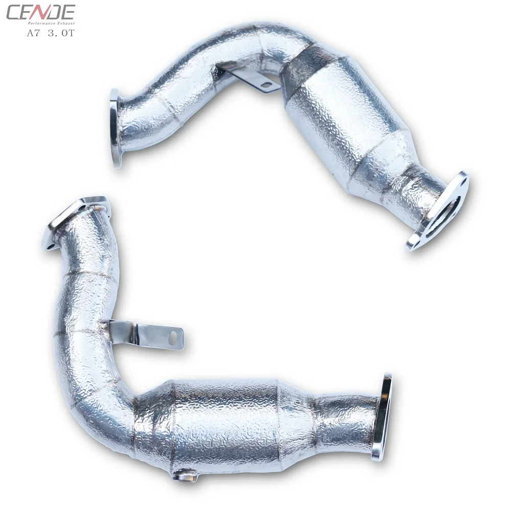 CENDE Stainless Steel pipe carbon fiber cutout electric system downpipe For Audi A7 exhaust