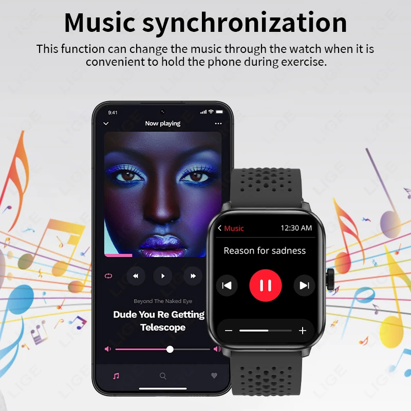LIGE Новые GPS-часы для мужчин с отслеживанием движения, большим экраном 1,83 дюйма, Bluetooth-вызовом, монитором сердечного ритма, водонепроницаемые смарт-часы IP68