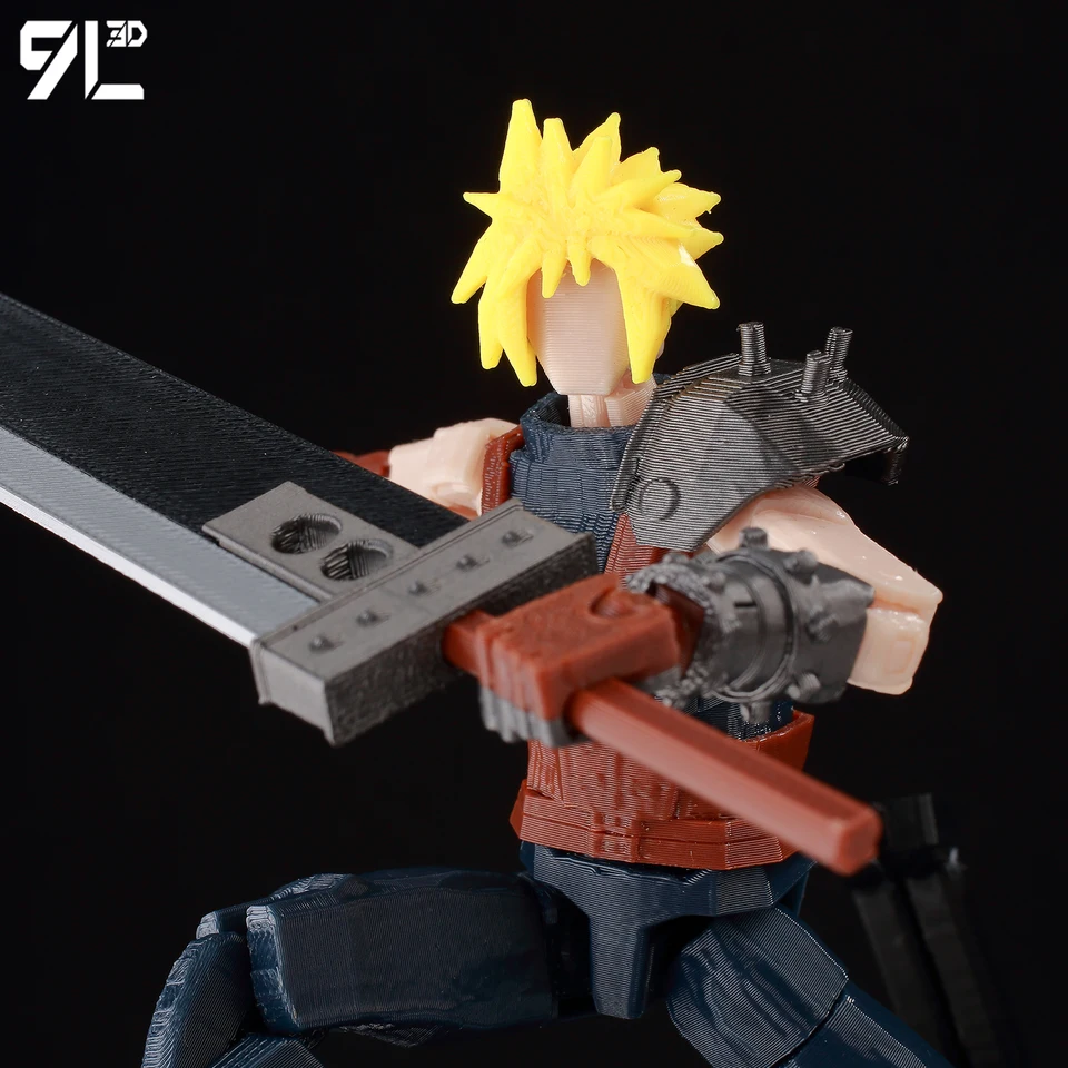 9L3D Printing Lucky 13 Cloud Strife FFVII Figure Buster Sword