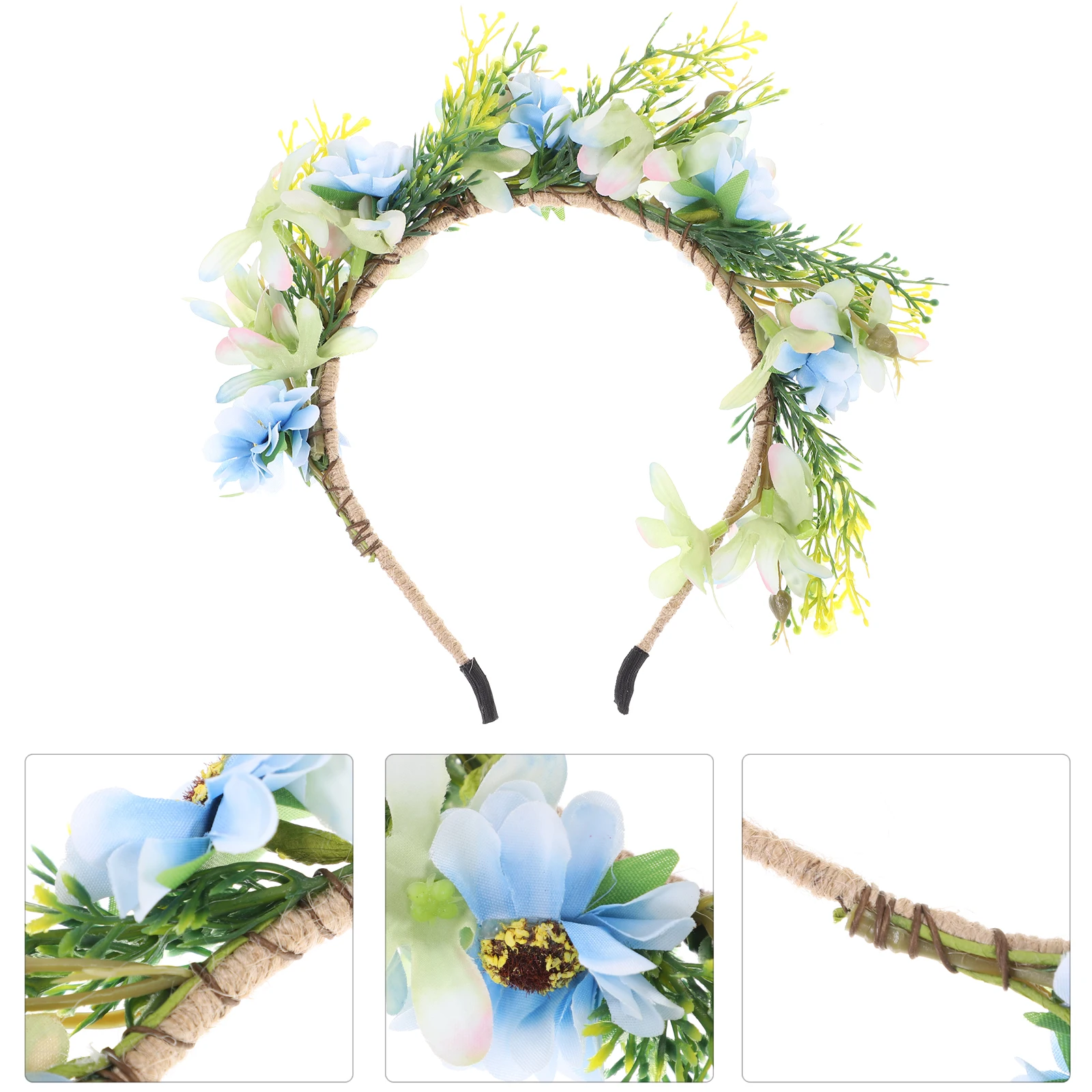 

Simulation Flower Hair Hoops Fabric Floral Headband Wreath For Wedding Festival Photography Women Girls Bride Bridesmaid