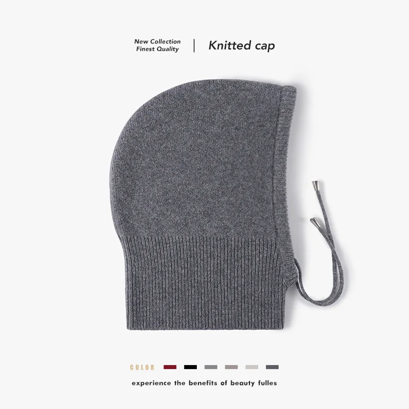 Autumn and winter knitted woolen hat with ear protection, thickened for warmth, suitable for women
