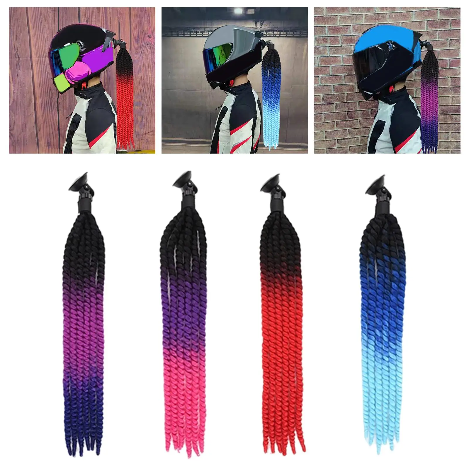 

Helmet Pigtails Reusable Decoration with Suction Cup for Motorcycle