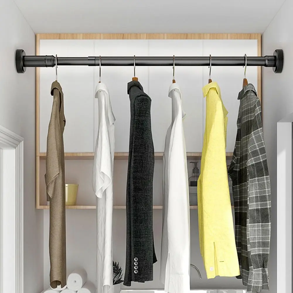 Durable Stainless Steel Clothes Drying Rack Hollow No-Drill Telescopic Pole Flexible Adjustable Curtain Rod for Balcony Bathroom