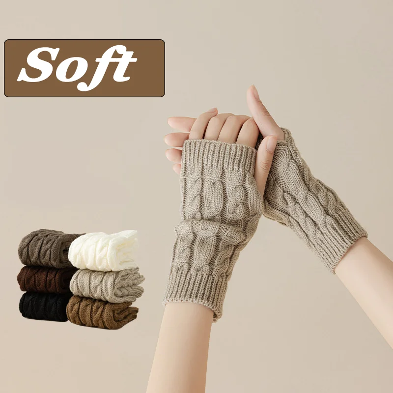 Fashion Women Long Fingerless Gloves Winter Mitten Knitted Warmer Arm Sleeve Casual Soft Girls Goth Clothes Punk Gothic Glove