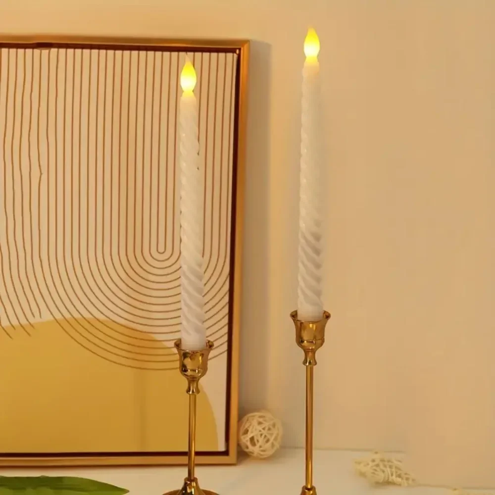 

Simulation LED Taper Flameless Battery Powered LED Candles Light Electronic Spiral Pattern Long Rod Candle Light Wedding