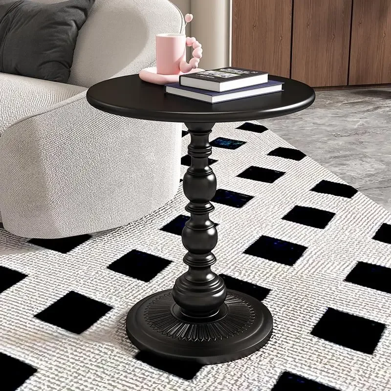 

Metal Small End Table Round Side Table Matte Accent Coffee Drink Tables for Small Spaces Pedestal Table for Bedroom Living Room