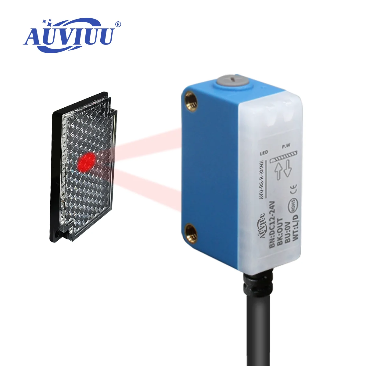 BS Infrared Photoelectric Switch Red Light Laser Retroreflective Through-beam NPN PNP High Precision Sensing Transparent Object