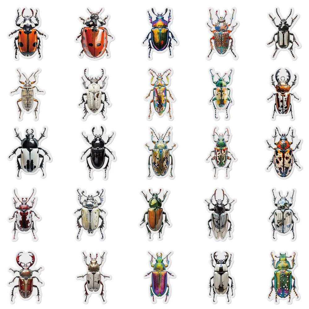 10/30/50 Uds. Pegatinas transparentes de dibujos animados de insectos y escarabajo, pegatinas de grafiti divertidas para niños, juguete, cuaderno, teléfono, álbum de recortes, paquete de calcomanías