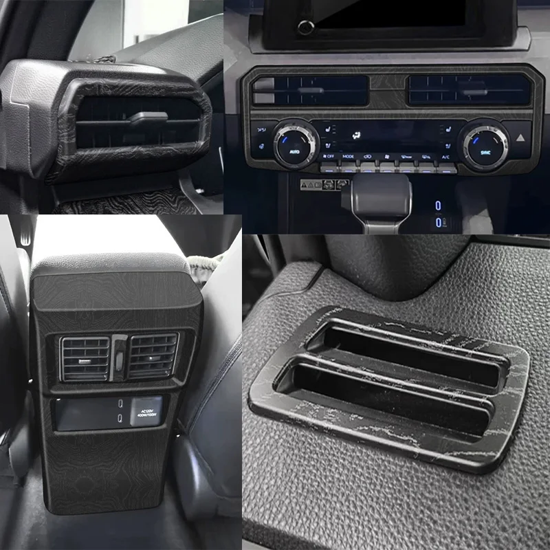 

Для Toyota 4Runner 4 Runner 2025 2026 ABS черное дерево, центральная консоль, крышка панели кондиционера, наклейка, автоаксессуары