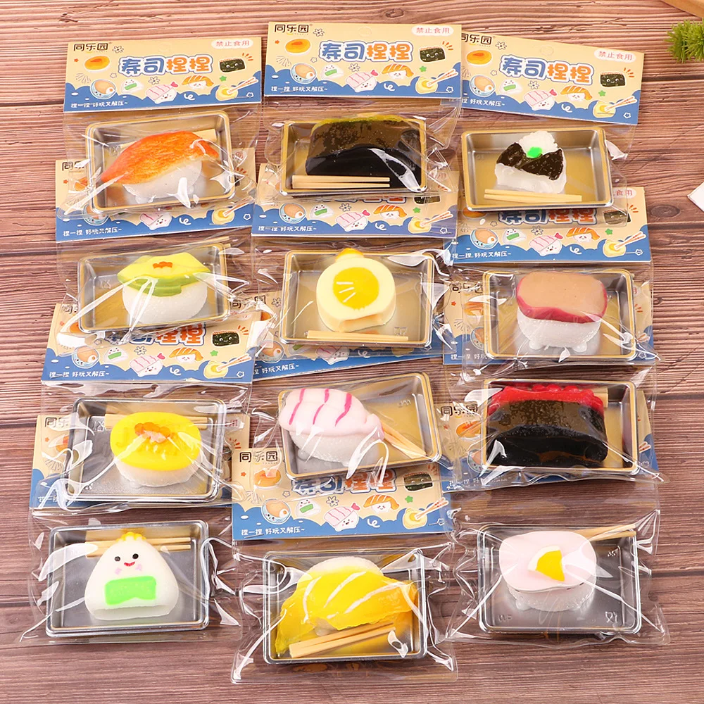 

Simulation Food Play Sushi Q-bouncy Slow Rebound Toy Mini Salmon Sweet Shrimp Avocado Sushi Pinch Music Funny Decompression Toys