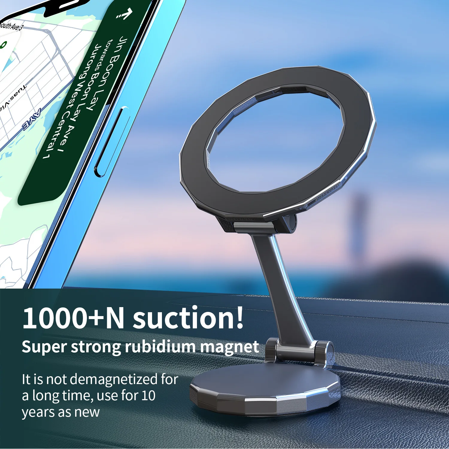 

Ultra thin magnetic car holder phone folding suction Universal Car Bracket Alloy material GPS Stand 360 Rotation Accessories
