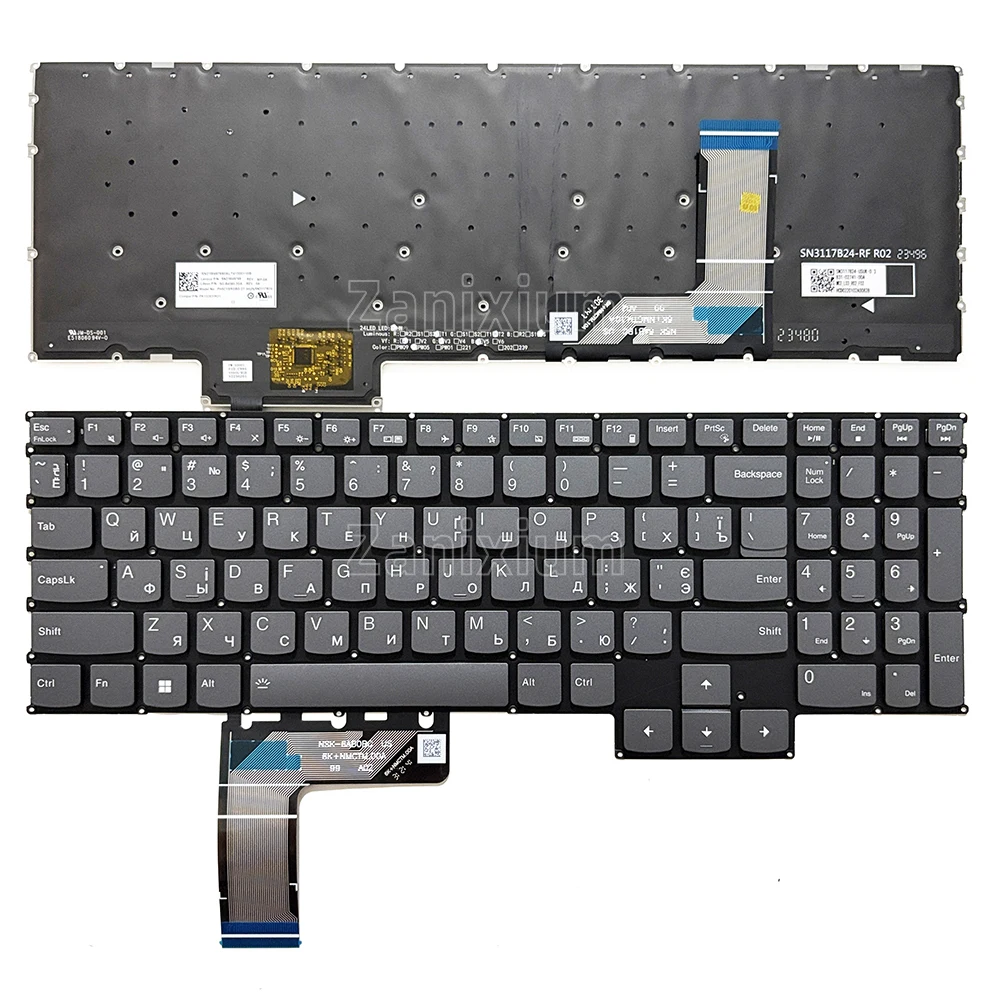 Teclado Retroiluminado Ucraniano para Lenovo Legion LOQ 15IRX9 15IAX9I 15ARP9, LOQ 16APH8 16IRH8, Legion Slim 5 16AHP9 16ARP9,Legion Y7000P IRH8 IRX9 AHP9