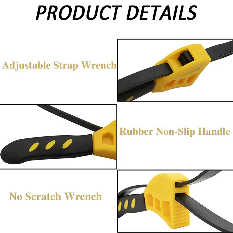 Imagem -04 - Multifuncional Water Pipe Ferramenta Chave Belt Wrench Filtro de Óleo Spanner Grupo Rubber Band Can Opener Ajustável