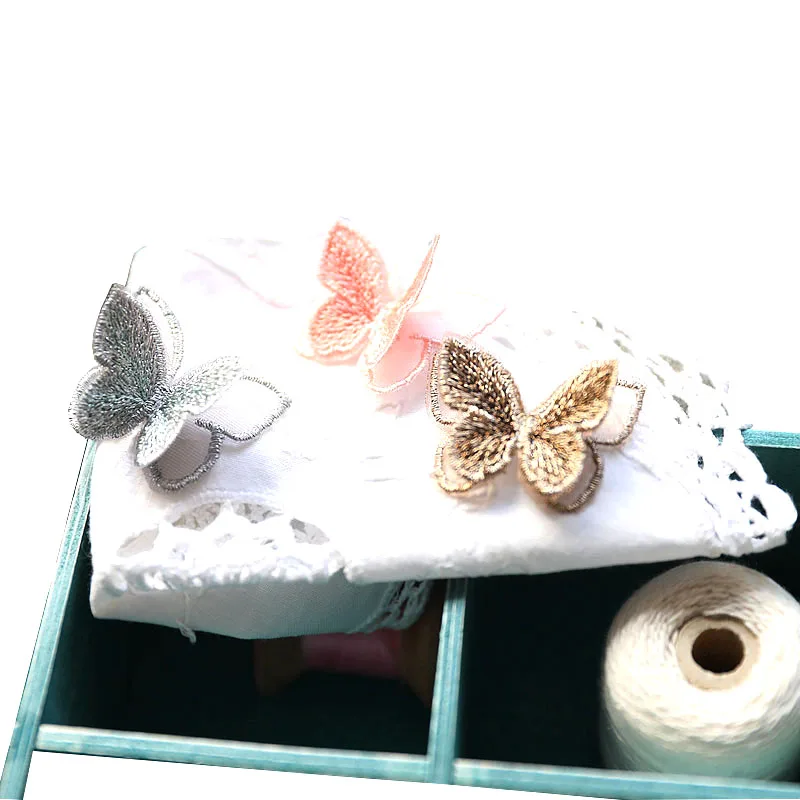 2Pcs Embroidery Butterfly Patch Christmas Party Festival Wedding Decorations Dress Needlework Decor Handmade Craft Accessories