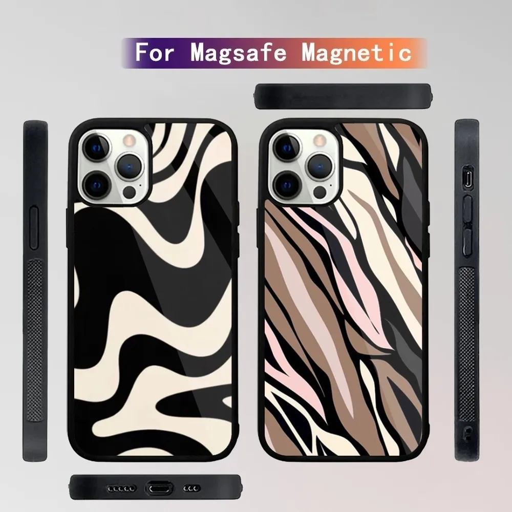 NEW Zebra Stripe Wrinkle  Phone Case For iPhone 15,14,13,12,11,Plus,Pro,Max Mini Magsafe Magnetic Wireless Charging