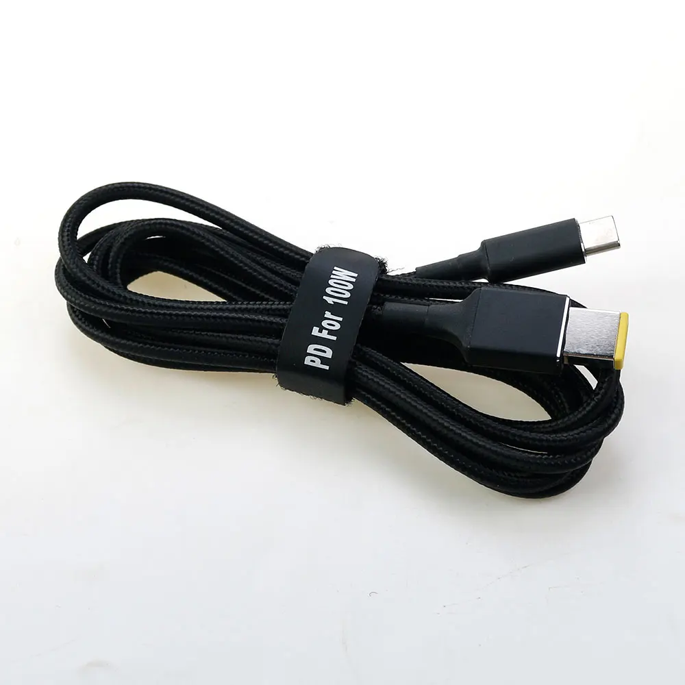 

1PC 100W USB Type C Laptop Power Adapter Charging Cable Cord Dc Jack Plug Dual E-Mark Chip Converter for Lenovo Laptops