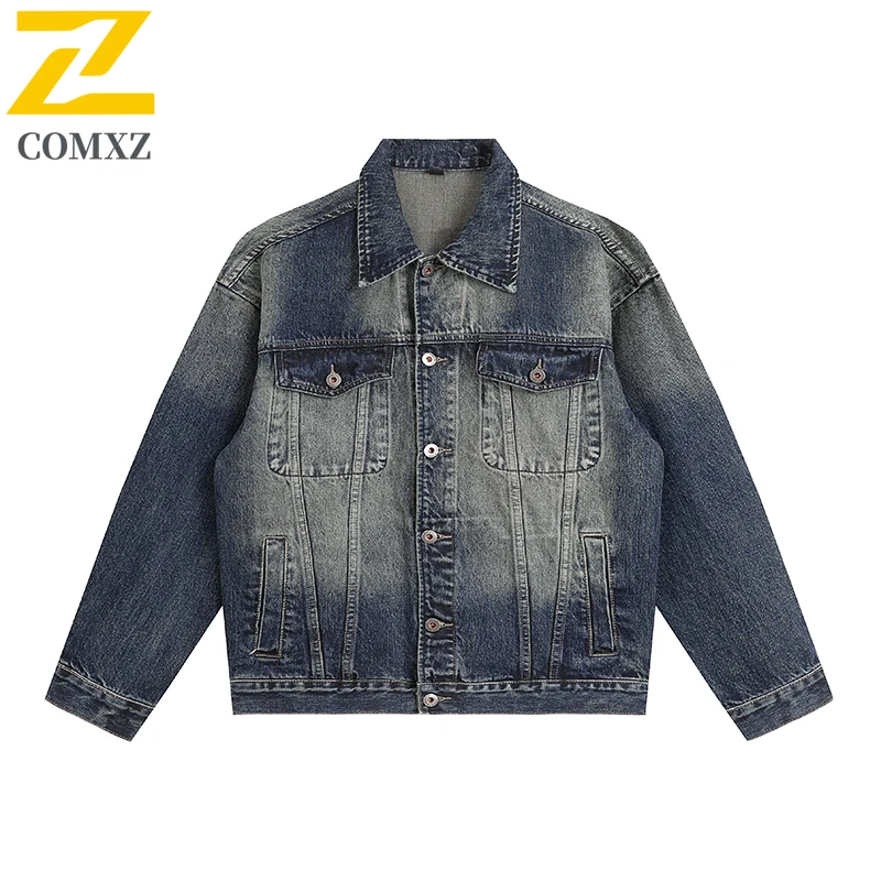 

Gradient Men's Denim Jacket 2025 Spring Autumn New Trend Versatile High-quality Lapel Jacket Street City Commuting Denim Jacket