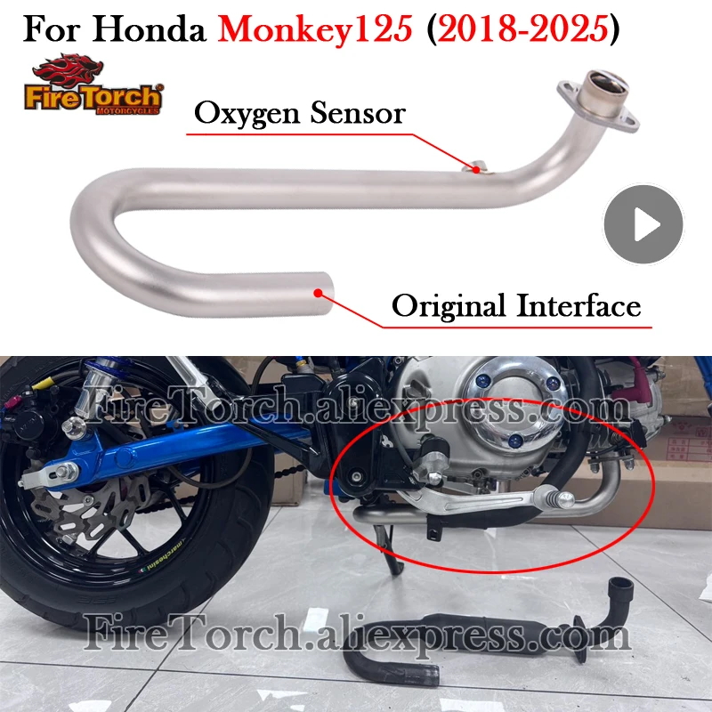 

Slip On For Honda Monkey 125 Monkey125 2018 - 2024 2025 Motorcycle Exhaust Modify Muffler Bike Tube Escape Moto Front Link Pipe