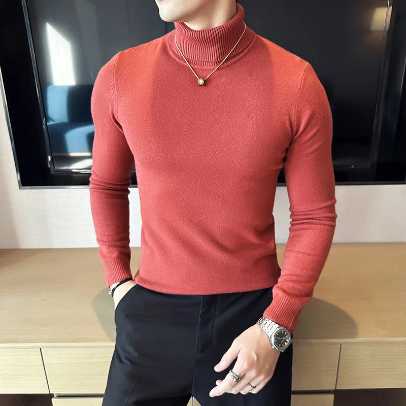 

Свитер мужской осень-зима, новый модальный теплый мужской повседневный свитер с защитой от катышков, облегающая водолазка, вязаные пуловеры 4XL