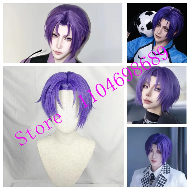 Styled Reo Mikage Cosplay Wig Short Blue Prison Cosplay Fans Gift Customized Wig Heat Resistant Synthetic Hair Cosplay Wig