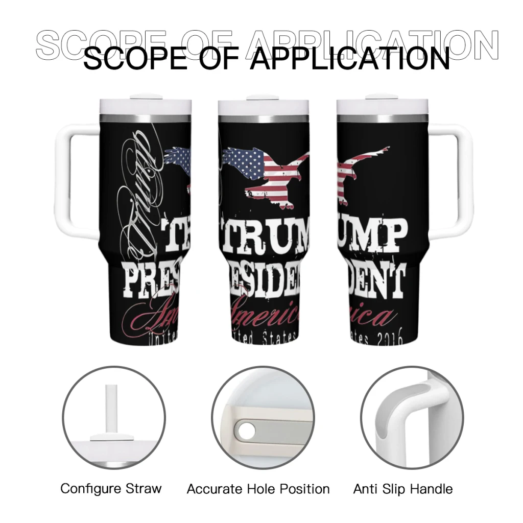 Donald Trump For President 2016 40 oz Tumbler with Handle and Straw Lid,Stainless Steel Insulated Tumblers,Travel Coffee Mug