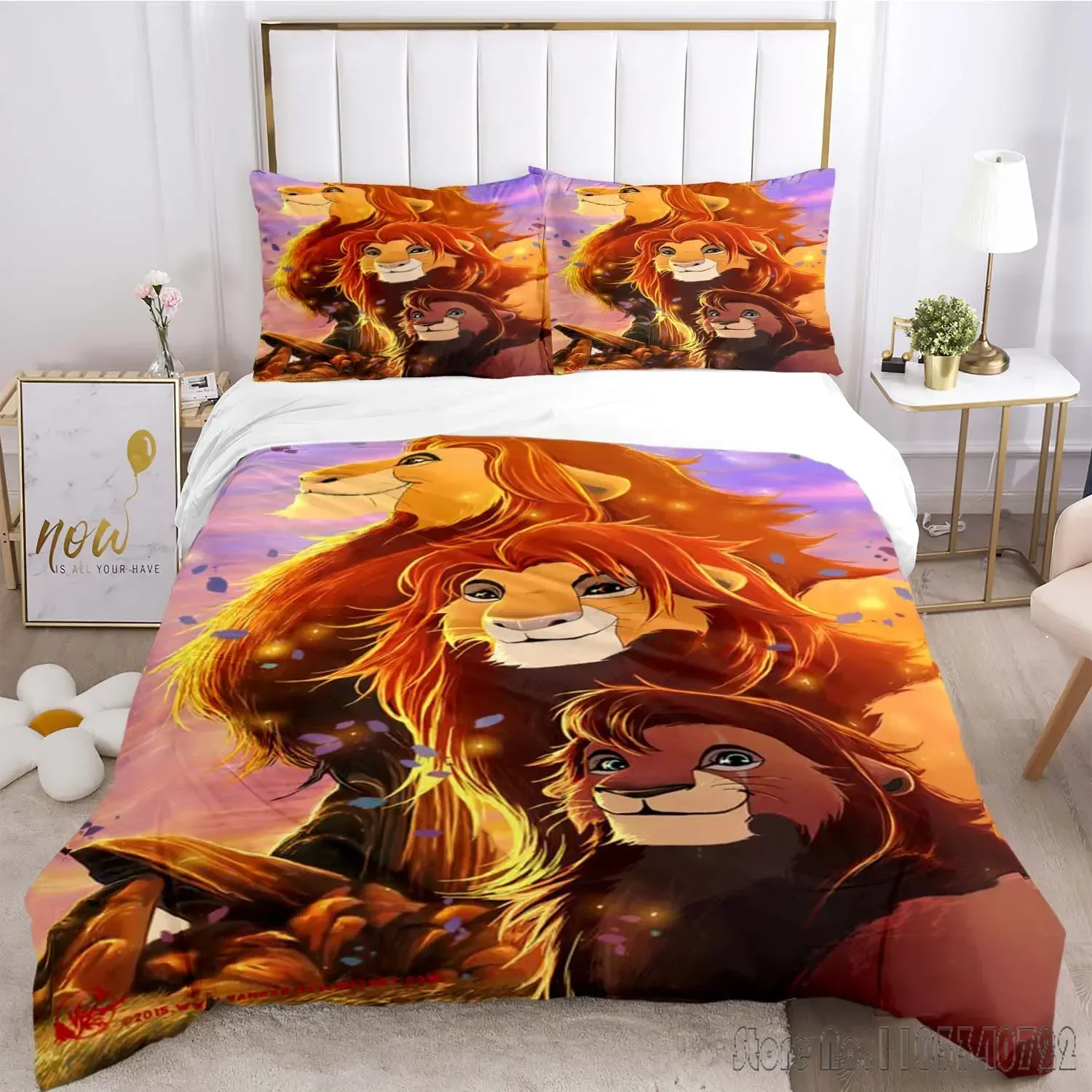 Disney o rei leão simba padrão conjunto de capa edredão hd consolador capa para crianças conjuntos cama roupas decoração do quarto