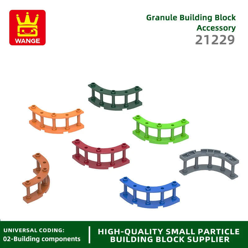 20Pcs/lot NO.21229 Fence 4 x 4 x 2 Quarter Round Spindled with 3 Studs Block Moc Color Accessories Compatible with Brick