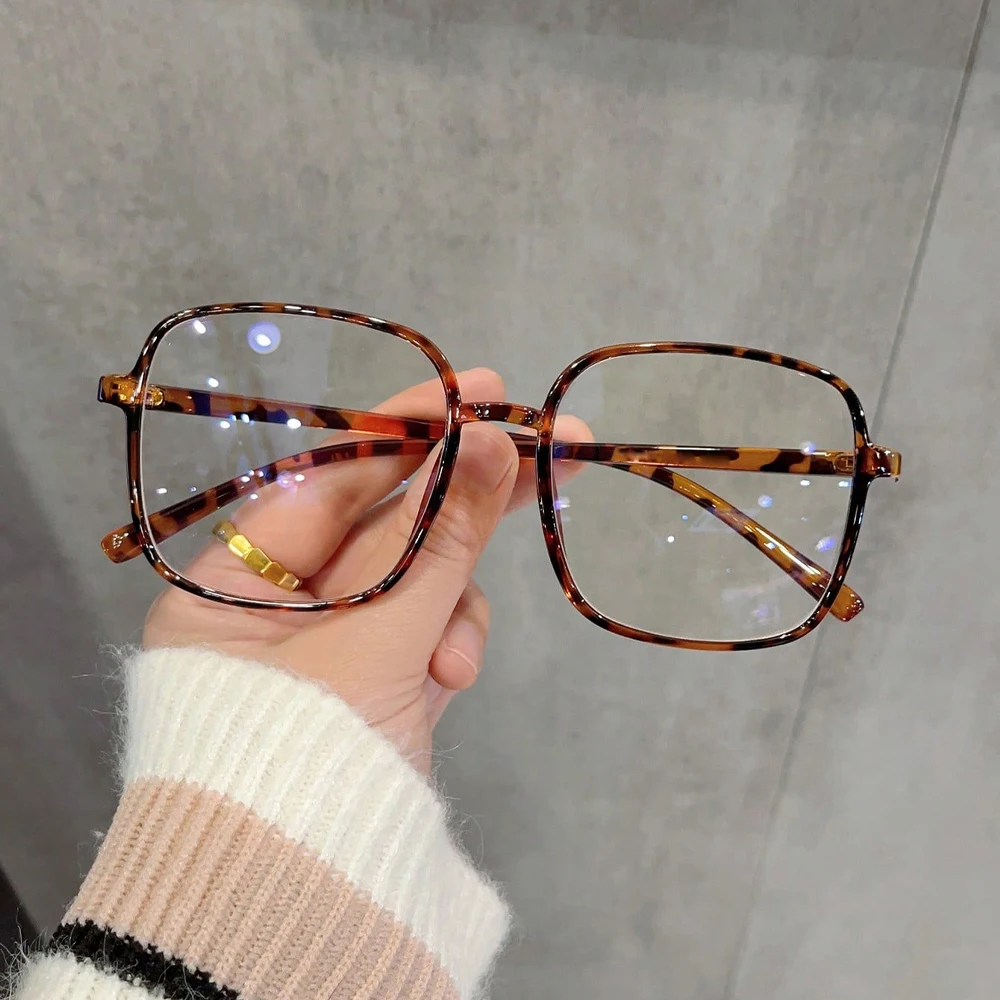 1 paire de miroir lumineux plat à grande monture PC carrée pour femmes