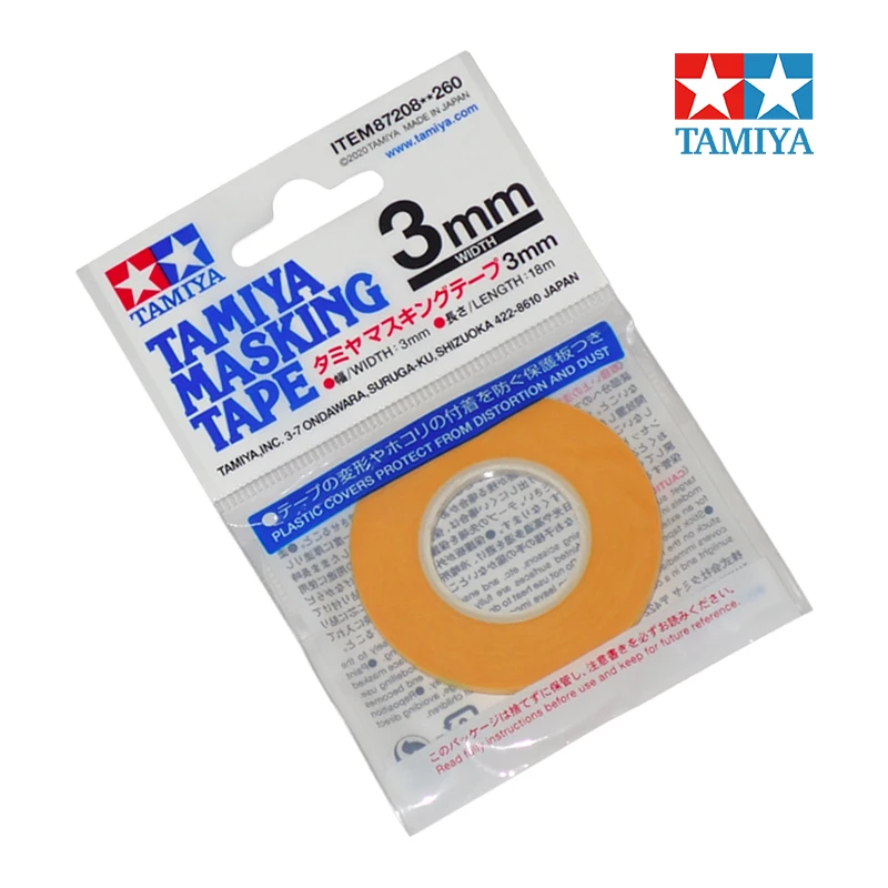 TAMIYA 87206-87207-87208 Masking Tape Set 3 Rolls 1mm-2mm-3mm Width Model Tapes for Spraying Coloring Tape Craft Model Tools