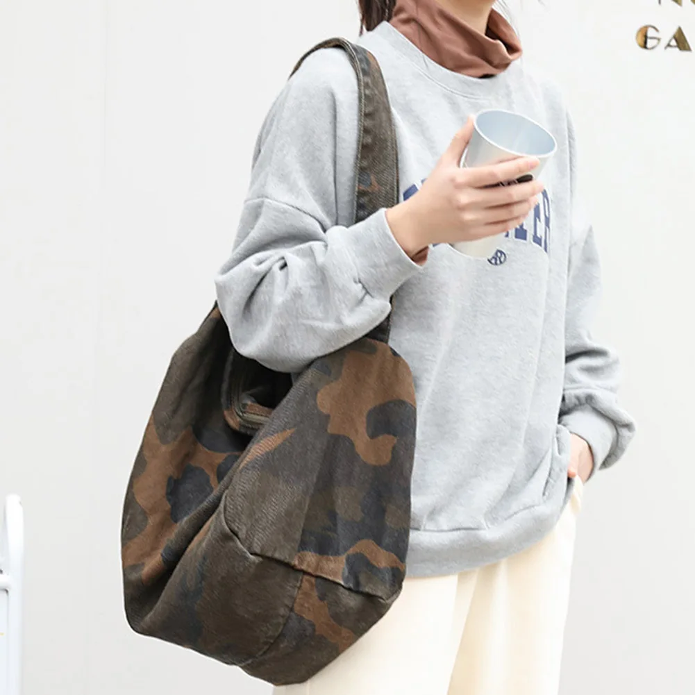 

Casual Retro Messenger Bag Large Capacity Canvas Shoulder Handbag Japanese Washable Zipper for Leisure Travel Shopping Hand Bag