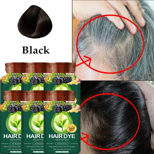 Imagen 2 del producto Champú de tinte para el cabello a base de hierbas naturales puras, cubierta que cambia de Color del cabello, tratamiento de cabello gris y blanco, planta de burbujas, tinte para el cabello, cuidado del cabello