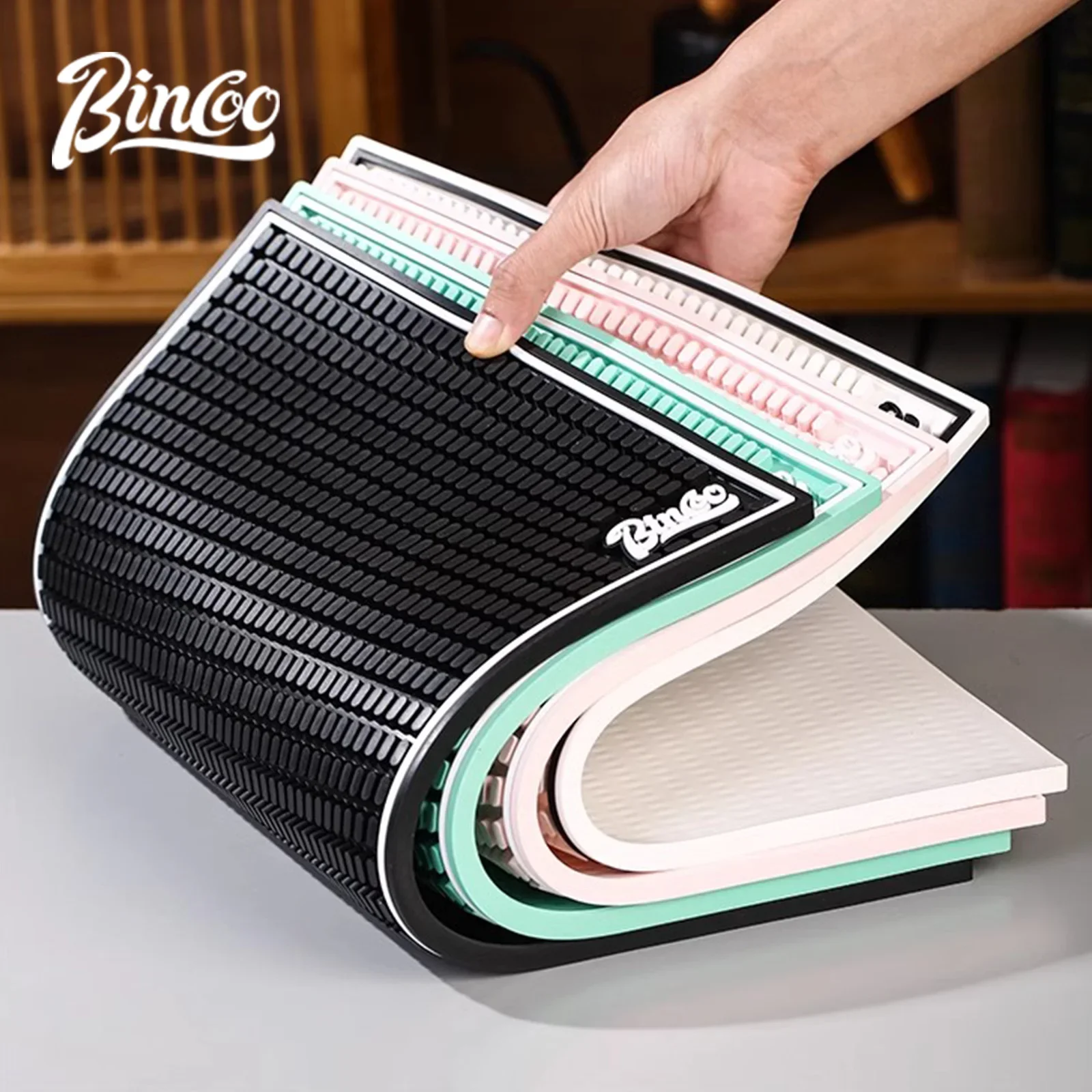 

BINCOO Coffee Bar Mat Anti-slip PVC Coffee Mat Tamper Holder Station Kitchen Drainer Barista Coffee Machine Cafe Accessories Set