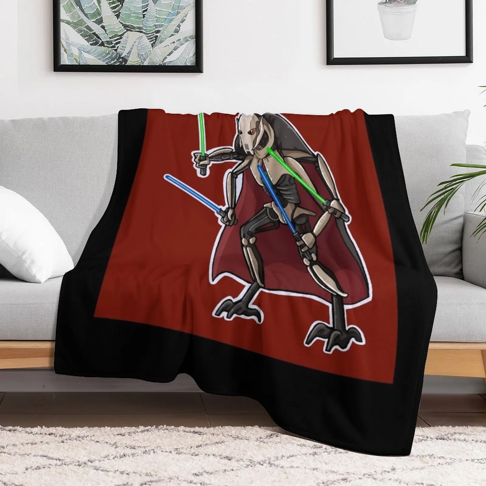 

General Grievous chibi Premium Scoop Throw Blanket wednesday Travel bed plaid Softest Blankets