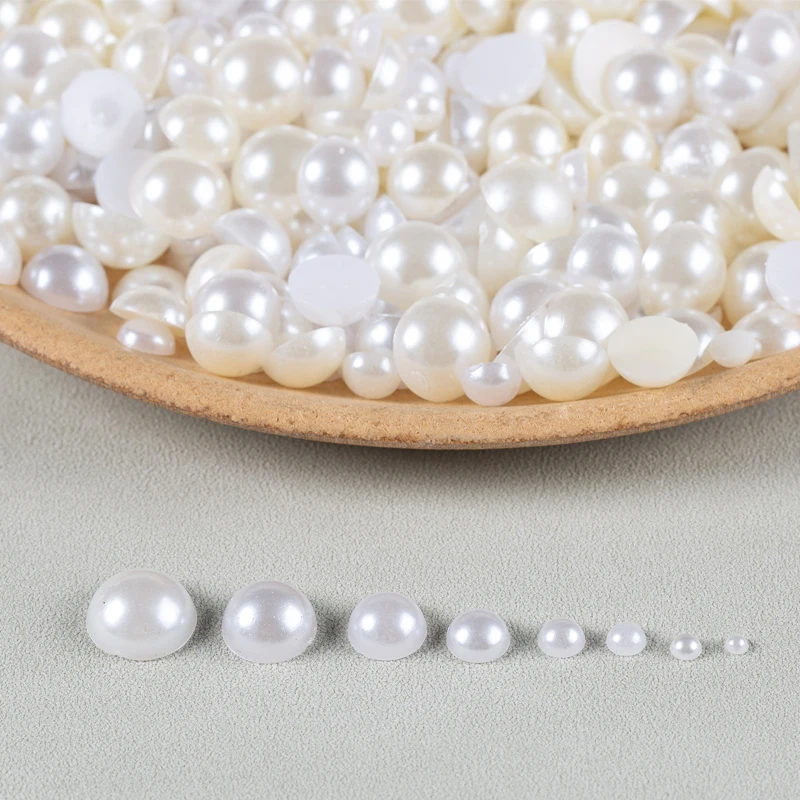 

Half Round ABS Imitation Pearl Beads Loose Plastic Acrylic Beads Necklace Bracelet Handmade Craft For DIY Jewelry Making No Hole