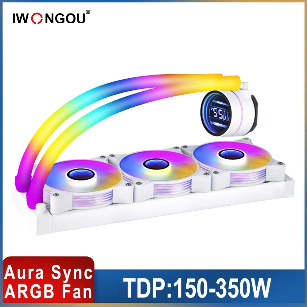 Argb Refrigeração a Água para PC, Branco Watercooler, Dissipador de calor Am4, Intel Lga2011, 1150, 1155, 1700, 1200, AMD, IWONGOU Líquido, 240mm