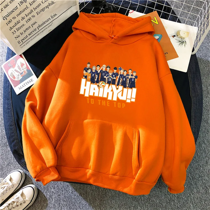 New Japan Anime Volleyball Haikyuu Manga Prints Hoodies Women Hoody Hip Hop Fleece Woman Sweatshirts Pullovers Clothing Unisex