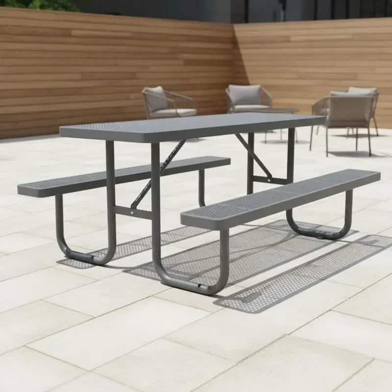 Rectangular Outdoor Dining Set Commercial Patio Furniture for Garden Cafe Restaurant Courtyard Picnic Area Heavy Duty Table