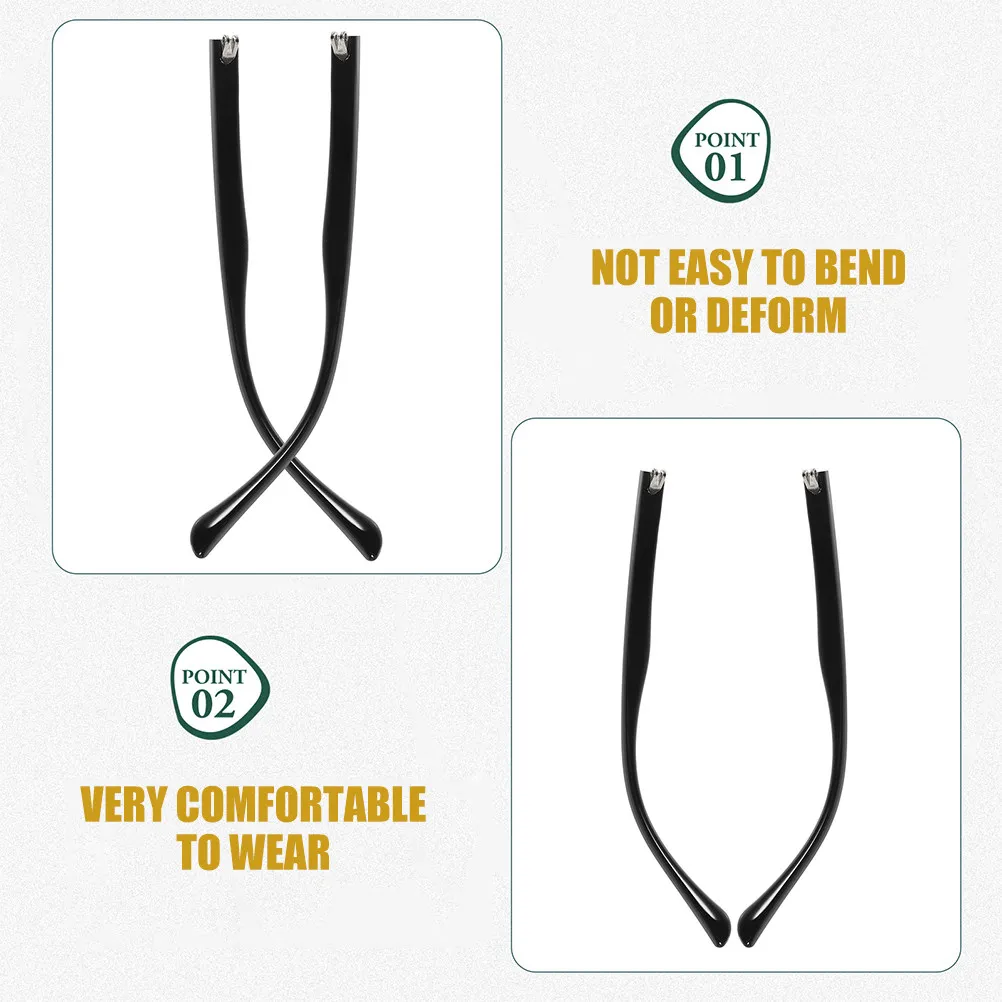 2Pairs Flexible Tr90 Metal Eyeglass Arm Replacement Universal Temple Legs for Sunglasses Reading Glasses Anti-Pinch Comfort
