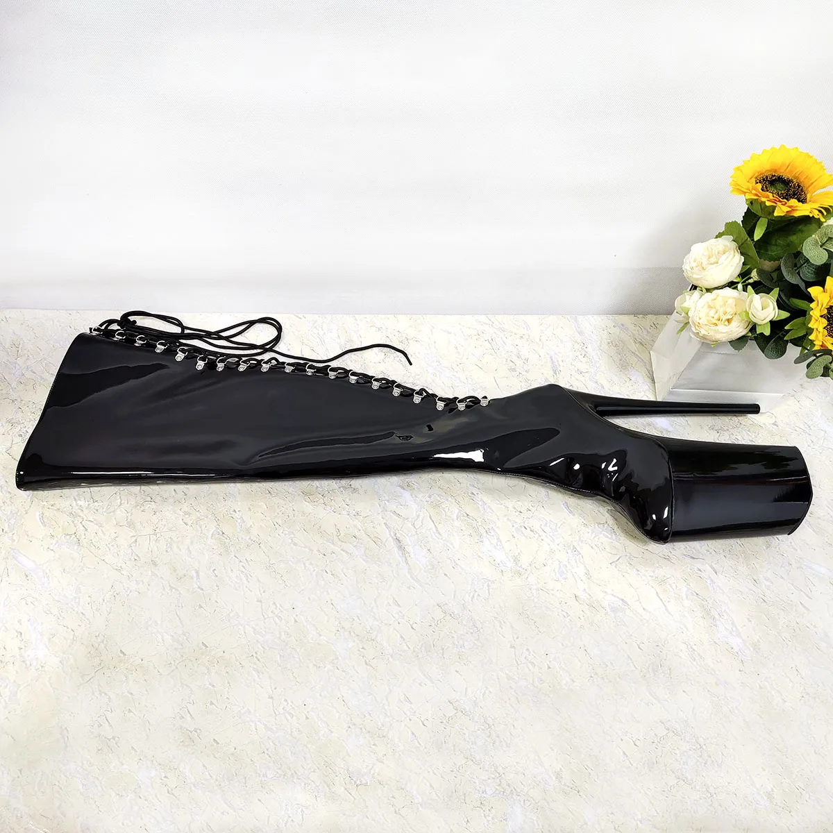 Women's Gothic Sexy Fetish 26cm Platform Crossdress Over The Knee Boots Thin Heels 10Inch Stripper Pole Dance Exotic Dancer