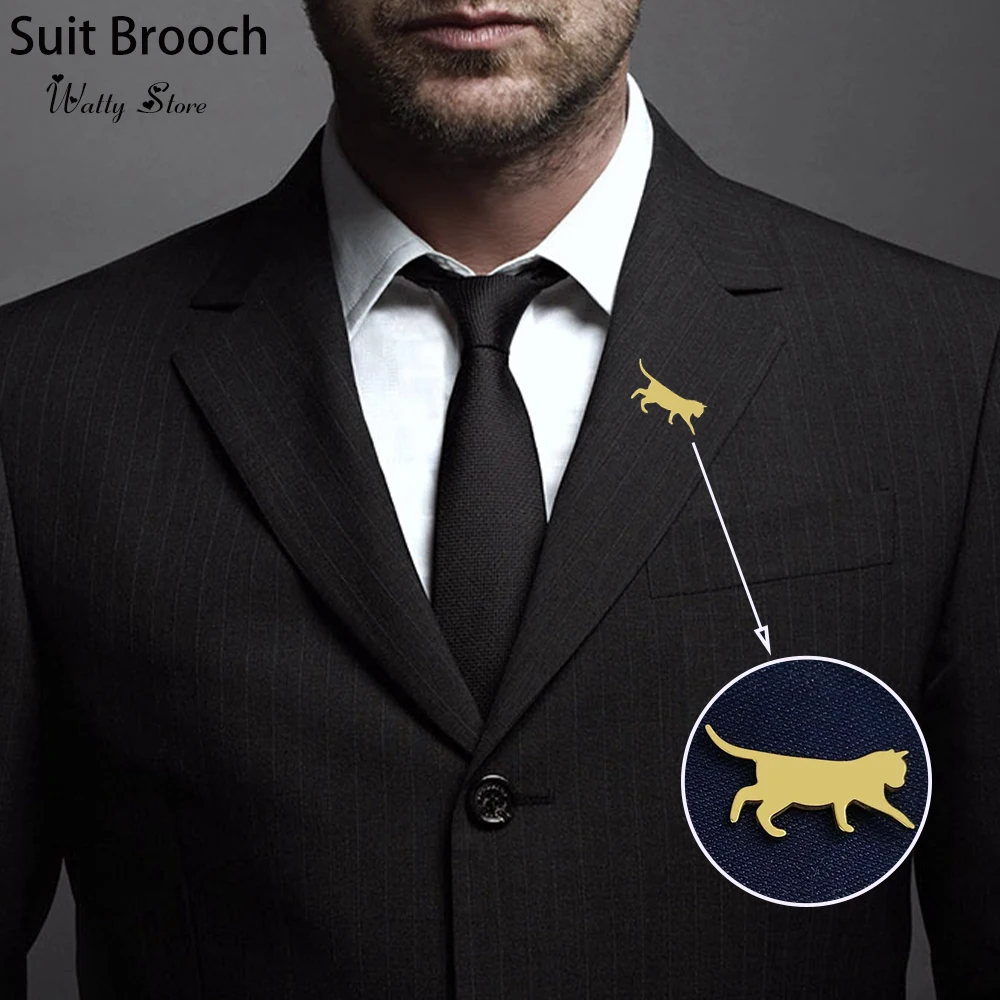 

Watty creative cute cat stainless steel brooch, fashionable backpack pendant, suit lapel pin, badge gift for friends.