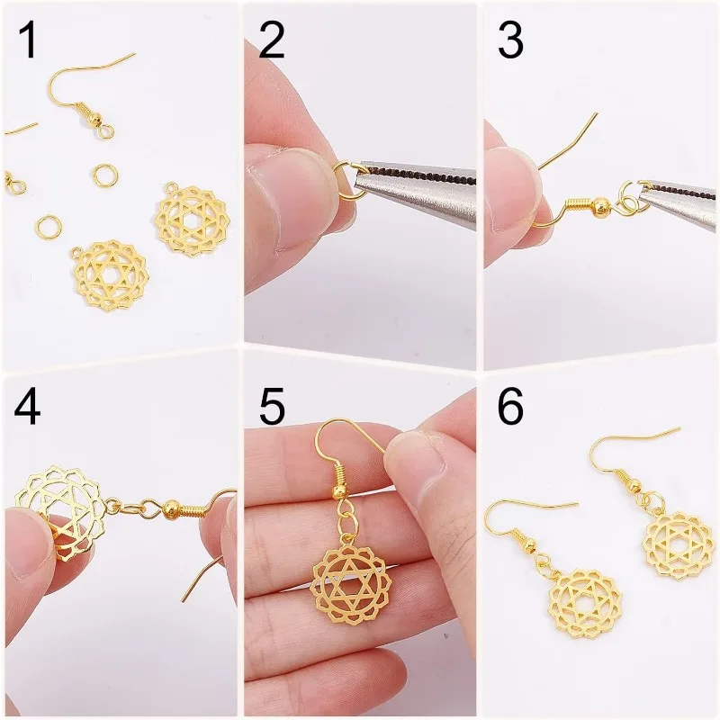 28Pcs 7 Style 18K Gold Plated Chakra Charms Yoga OM Inspirational Hollow Jewelry Making Findings for DIY Necklace Bracelet