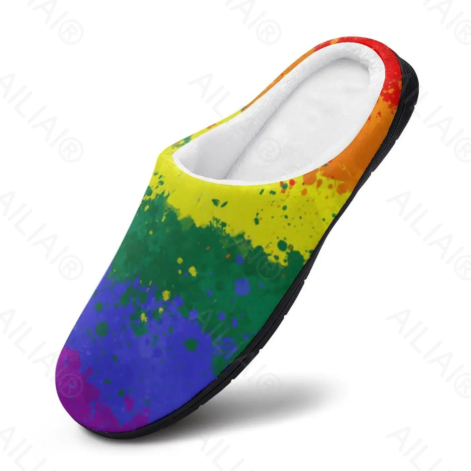 Sandalias con bandera del Orgullo Lgbt para hombre y mujer, zapatos térmicos de felpa, informales, para mantener el calor, de goma