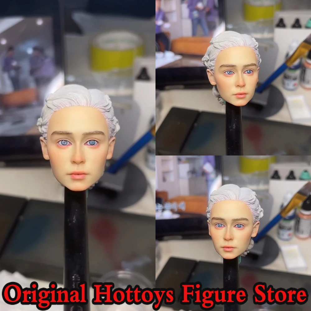 

1/6 Scale Female Soldier Head Sculpture Queen Mother of Dragons Painting Head Carving For 12-inches Action Figure Model Toys