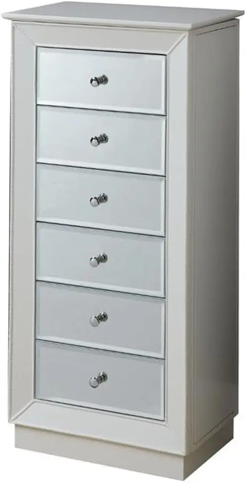 Talor 6-Drawer Wooden Jewelry Armoire In White